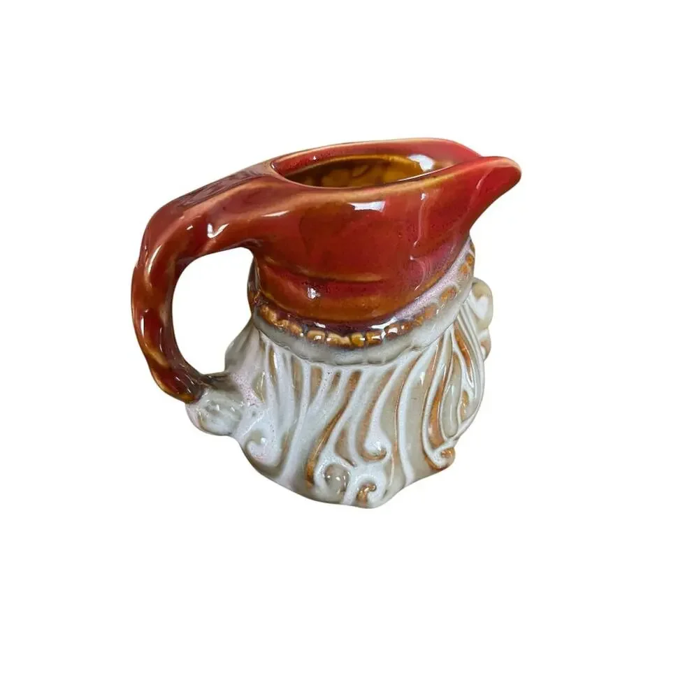 Holiday Santa Ceramic Creamer and Sugar Set Retro Look New